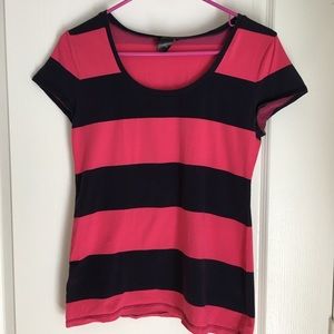 Ann Taylor Pink & Black Short Sleeve T-Shirt S